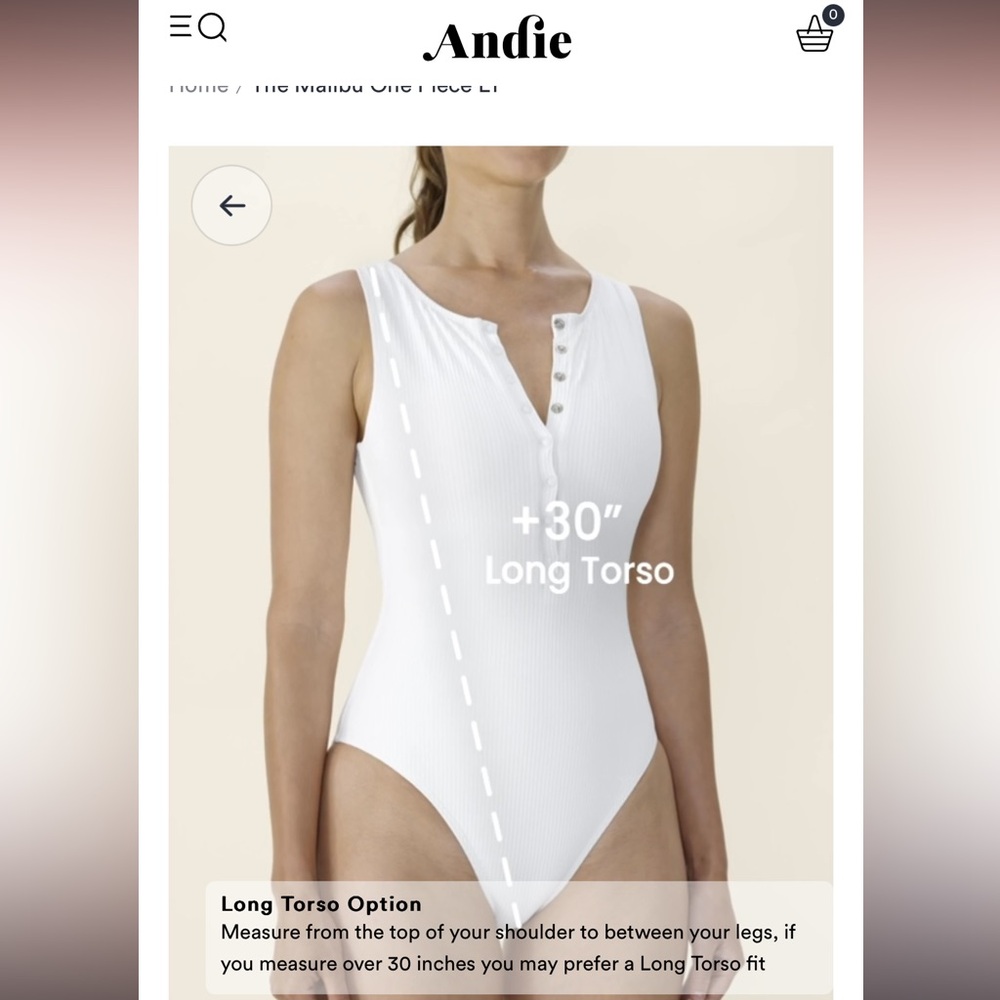 Andie Swim Malibu in ribbed white, size ST